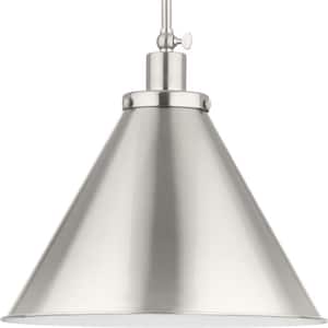 Hinton Collection 16 in. 1-Light Matte Black Pendant with Metal Shade
