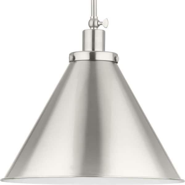 Progress Lighting Hinton Collection 16 in. 1-Light Matte Black Pendant with Metal Shade