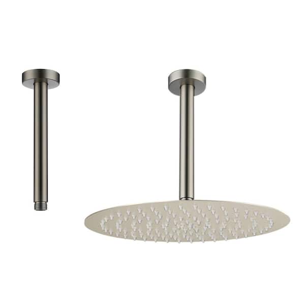 Mondawe 7.88 in. Stainless Steel Celling Mounted Round Shower Arm with Flange in Brushed Nickel