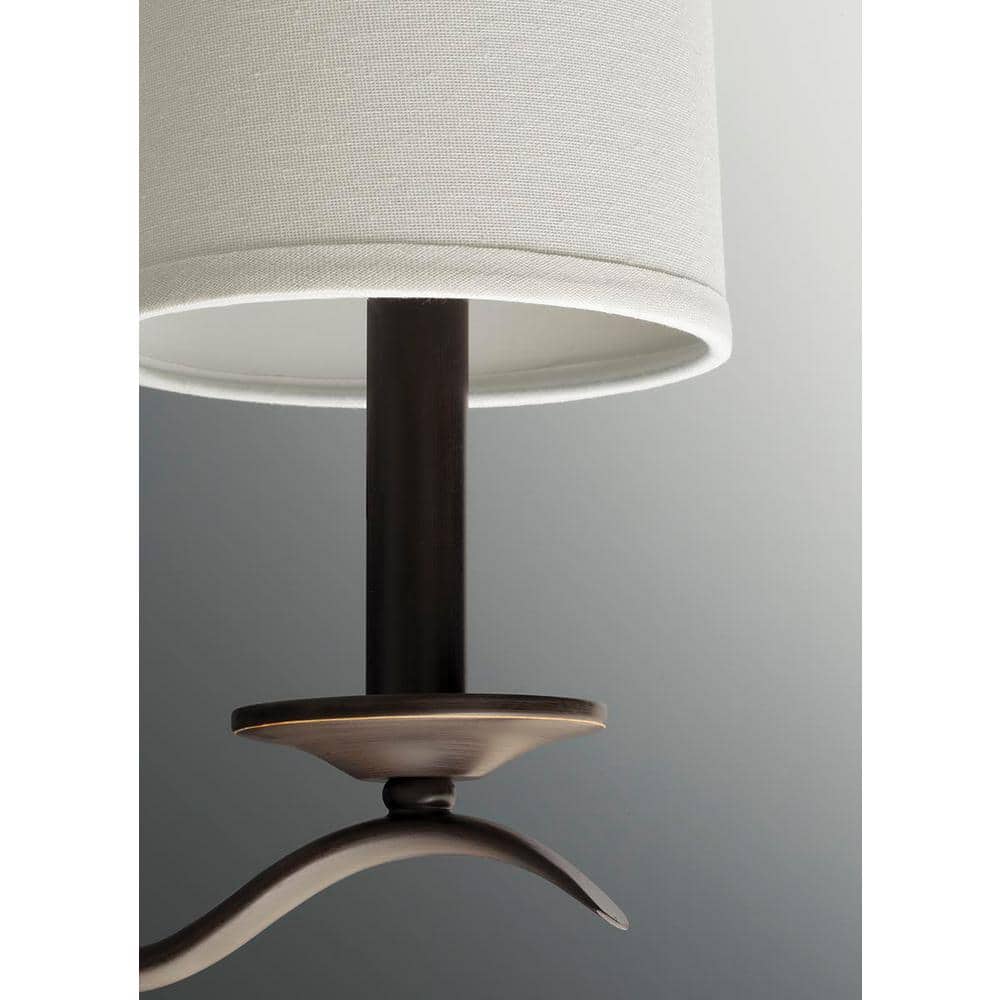 Antique Bronze 3-Light Chandelier with Off-White Drum Shades