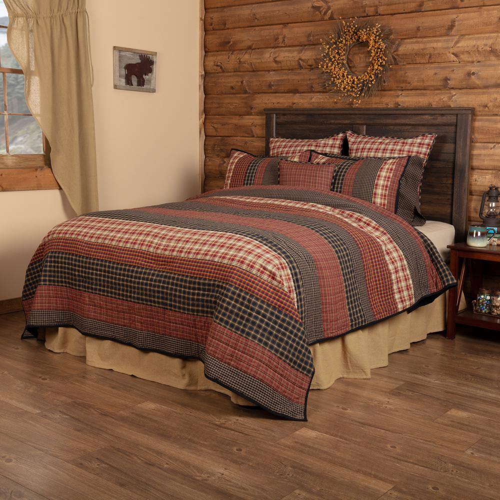 Beckham Queen Black and Red Cotton Reversible Quilt Set