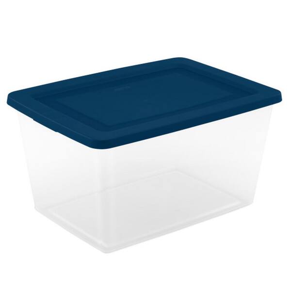 58Qt Storage Boxes Clear Plastic Containers with Lid, Set of 32 in Blue