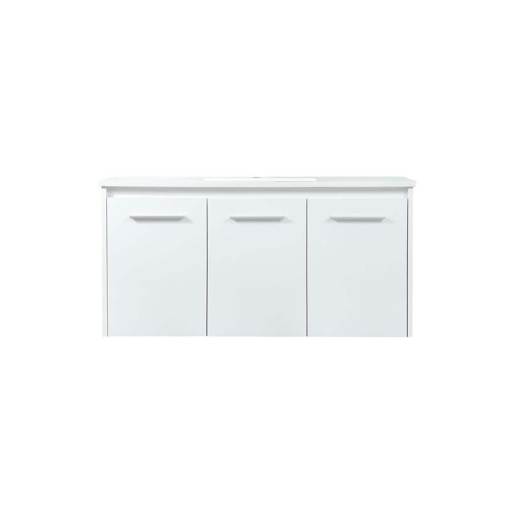 Timeless Home 40 in. W Single Bath Vanity in White with Engineered Stone Va