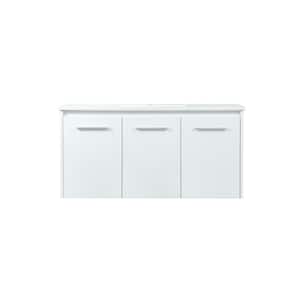 Timeless Home 40 in. W Single Bath Vanity in White with Engineered Stone Vanity Top in Ivory with White Basin