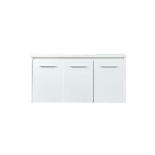 Unbranded Timeless Home 40 in. W Single Bath Vanity in White with Engineered Stone Vanity Top in Ivory with White Basin
