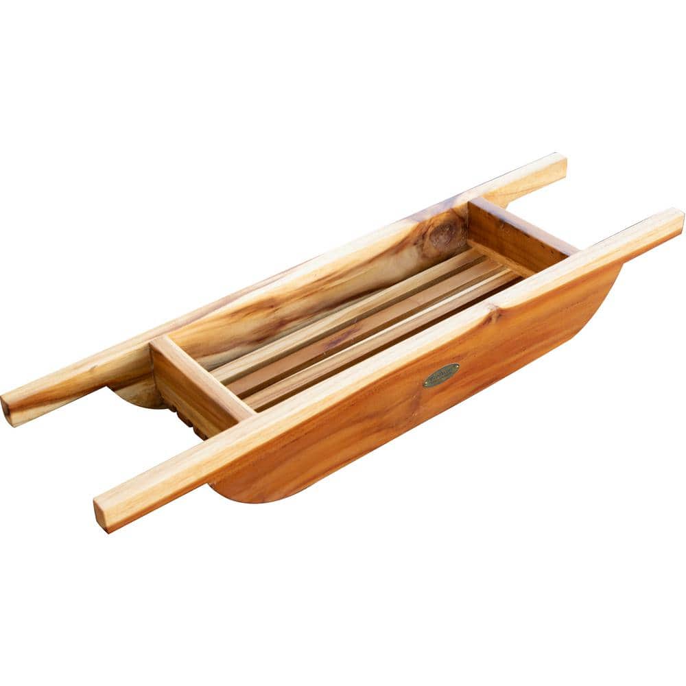 EcoDecors 29" Teak Wood Bath Caddy in EarthyTeak Finish