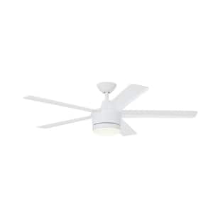 Merwry 52 in. Integrated LED Indoor White Ceiling Fan with Light Kit and Remote Control