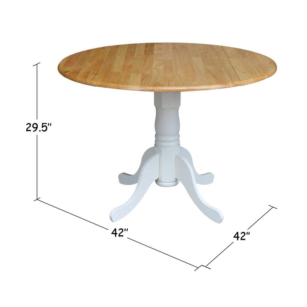 Cottage Charm Off-White Round Wood Extendable Dining Table