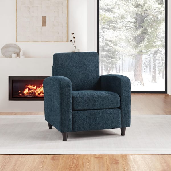 OSP Home Furnishings Venus Club Chair in Indigo Fabric and Medium Espresso Legs