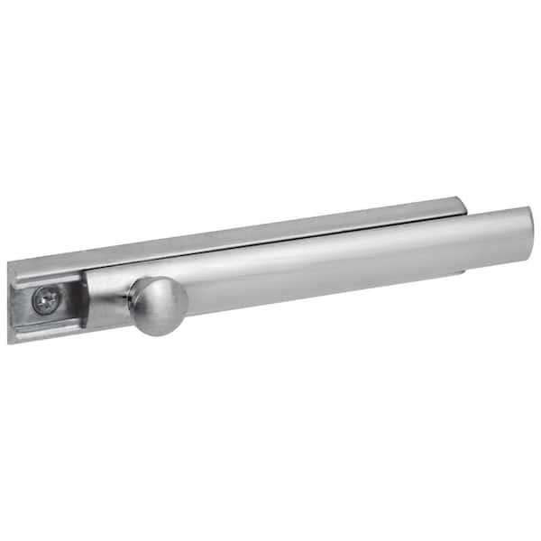 Prime-Line Surface Bolt, 4 in., Solid Brass Construction, Satin Nickel Finish
