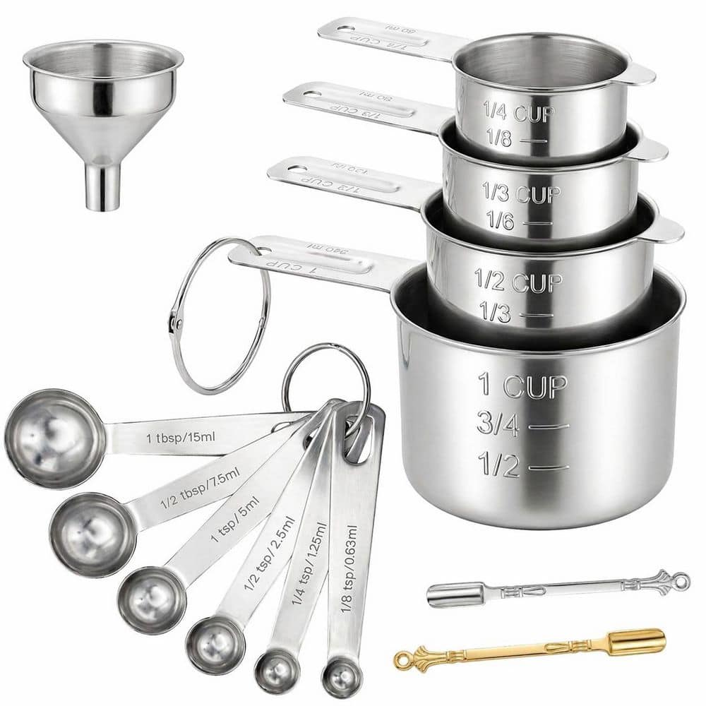 13 Piece Stainless Steel Measuring Cups and Spoons Set with US and Metric Markings for Baking and Cooking price history on PriceWatchPro
