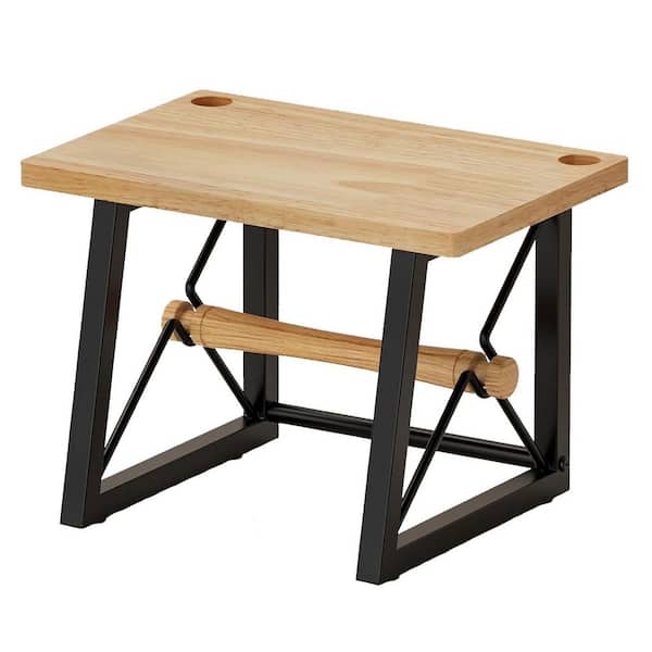 Unbranded 8kg Capacity Wooden Thermal Label Holder 9.45 x 6.3 x 6.65 in. Rubber Wood Matte Black Finish Desktop Printer Accessory