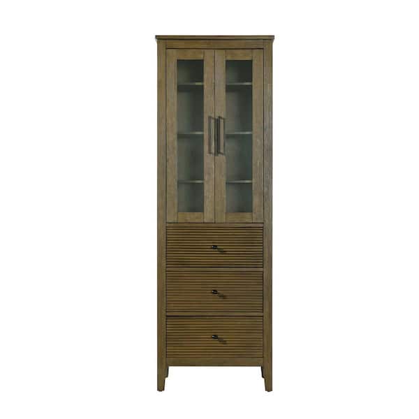 24 in. W x 18 in. D x 72 in. H Brown Freestanding Linen Cabinet