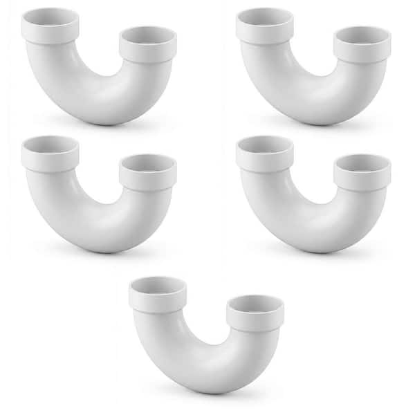4 in. PVC DWV Return Bend H x H, White Rigid PVC Drain, Waste & Vent Fitting, (5 Pack)