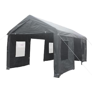10 ft. W x 20 ft. D x 9 ft. H Gray Outdoor Heavy-Duty Portable Carport Garage Canopy Shelter, Camping Party Tent