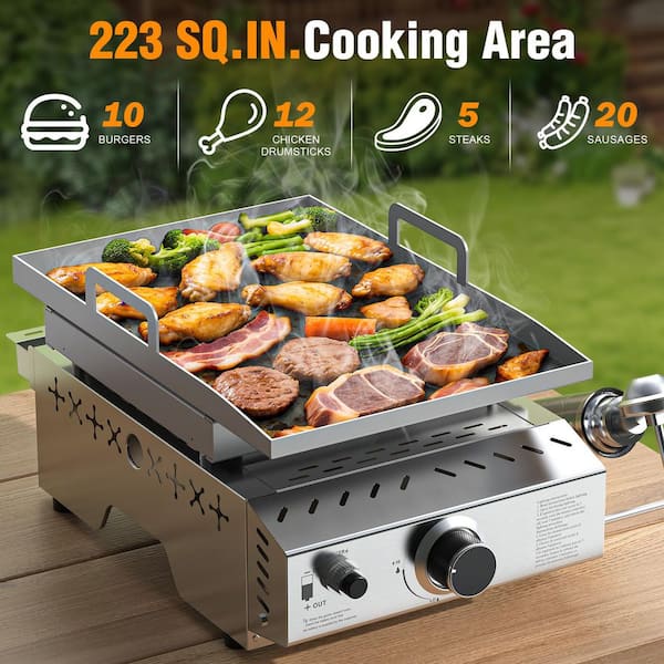 R.W.FLAME 1-Burner Portable Propane Tabletop Grill in Stainless