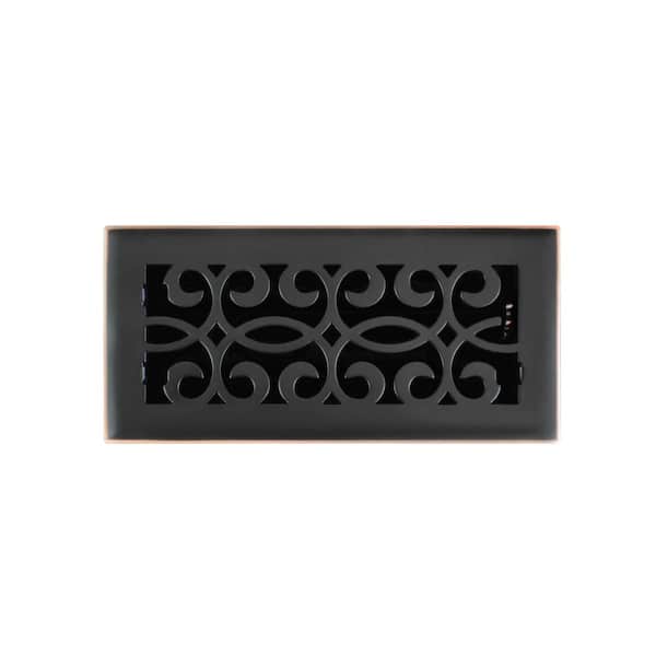 Classic Scroll 4 in. x 10 in. Steel Floor Register in Oil Rubbed Bronze