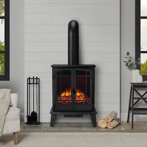 Foster 25 in. Freestanding Iron Electric Fireplace in Black
