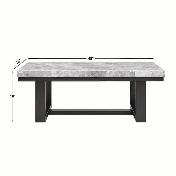 Merch Tyable Steve Silver Lucca 48 in. Gray Rectangle Marble Top Coffee Table ...