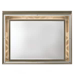 Skylar 37 in. x 2 in. Modern Rectangle Mirror with LED in LED and Dark Champagne Framed Mirror