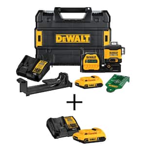 20V/12V Lithium-Ion Cross-Line Laser Level Kit, (2) 2.0Ah Batteries, (2) Chargers, and Case