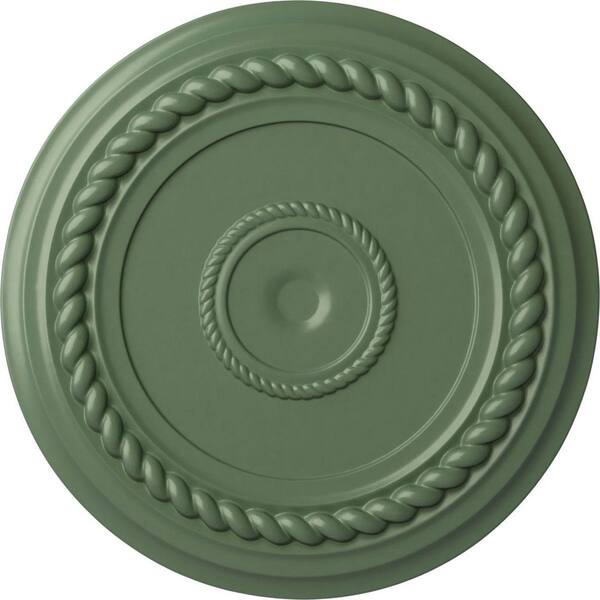 Ekena Millwork 1-1/2" x 19-5/8" x 19-5/8" Polyurethane Alexandria Rope Ceiling, Hand-Painted Athenian Green