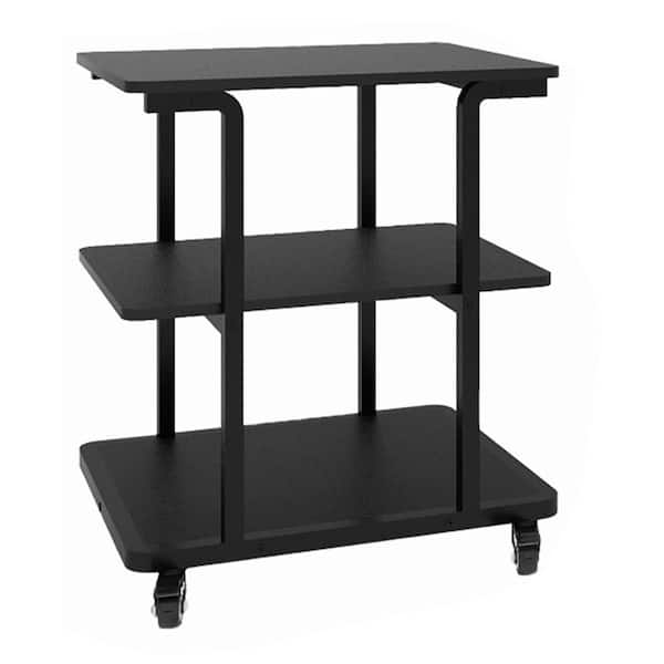 3-Tier Printer Stand with Storage Shelf, Rolling Cart with Wheels, Multifunctional Shelves for Home Office, Black