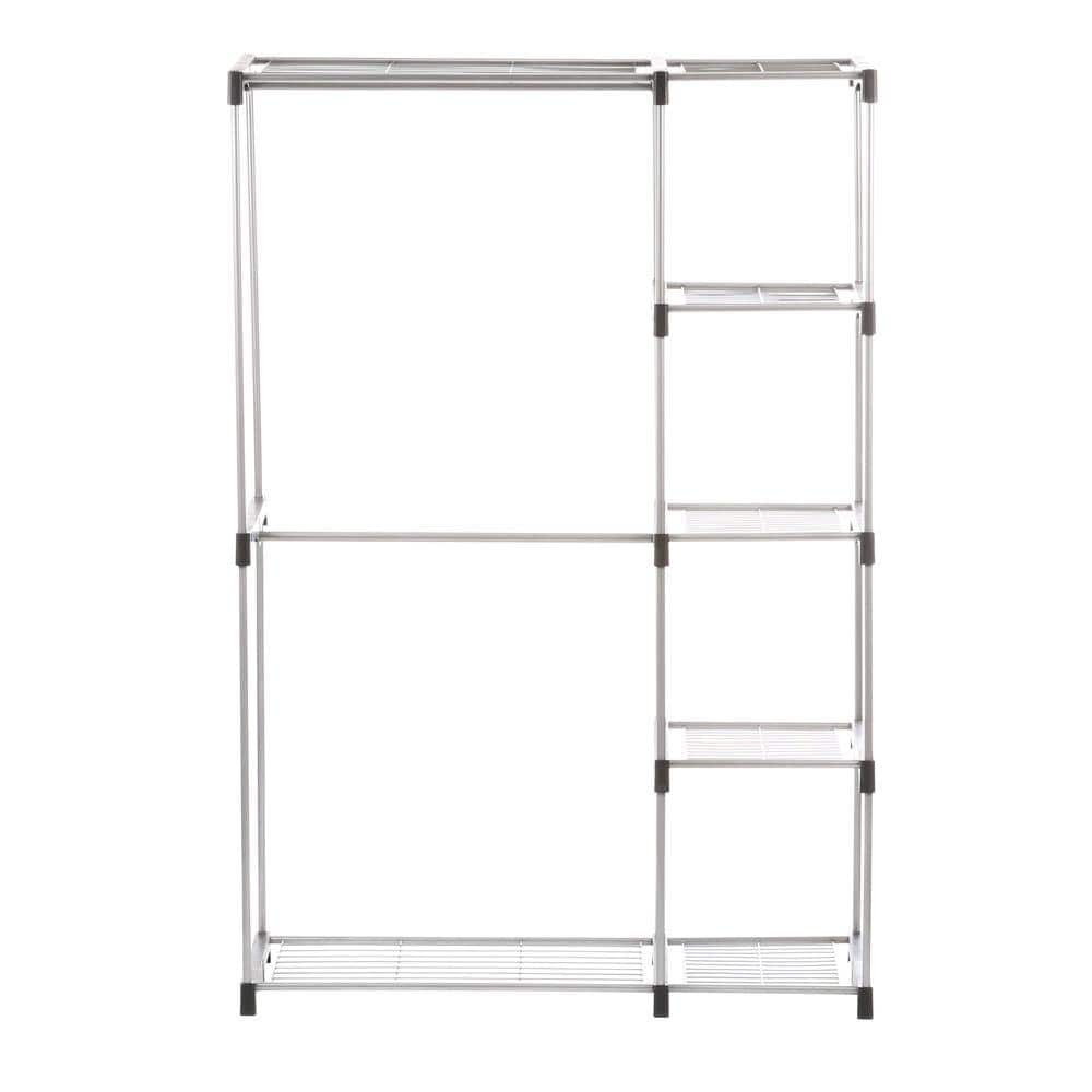 Whitmor Double Rod Freestanding Closet, Silver/Black