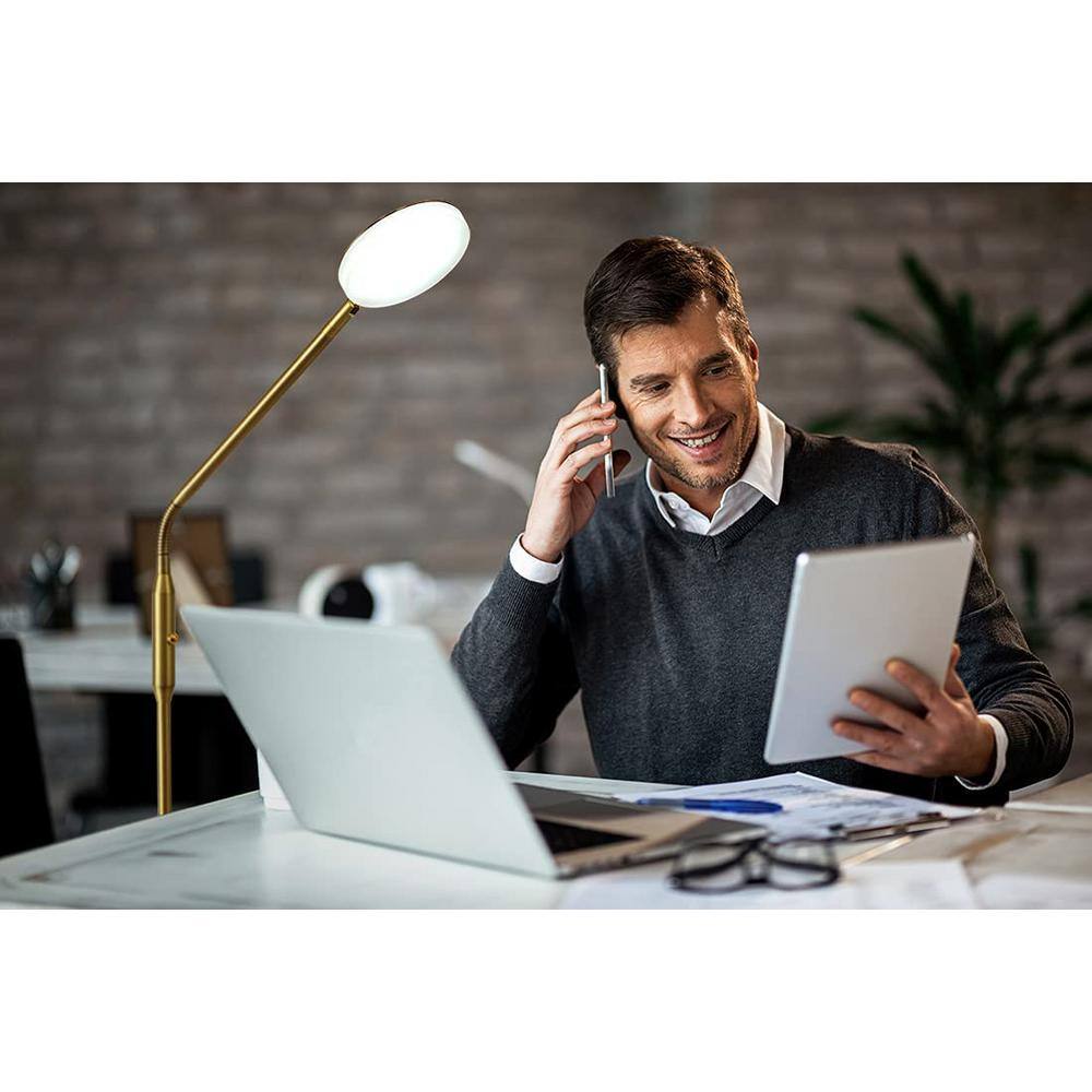 Adjustable Gold Metal LED Floor Lamp with Dimmable Light