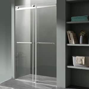 Kahn 48 in. W x 76 in. H Sliding Frameless Shower Door/Enclosure in Polished Chrome with Clear Glass
