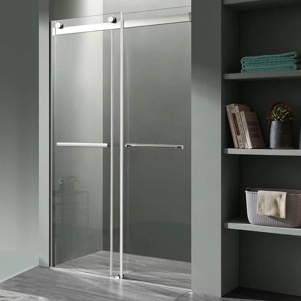 ANZZI Kahn 60 in. W x 76 in. H Sliding Frameless Shower Door/Enclosure in Chrome with Clear Glass -  SD-FRLS05802CH
