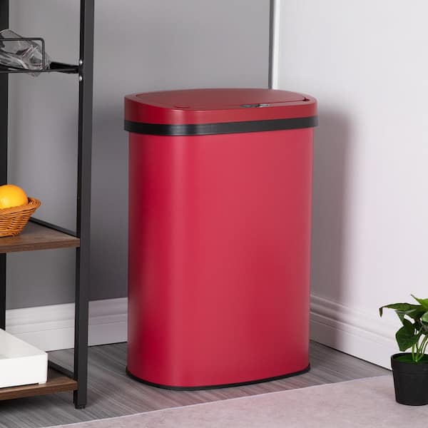 Furniture of America Taylor 13 Gal. Red Metal Household Trash Can