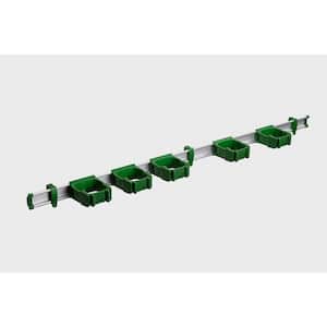 37 in. Universal Garage Storage Rail System with 5 Green One-Size-Fits-All Holders