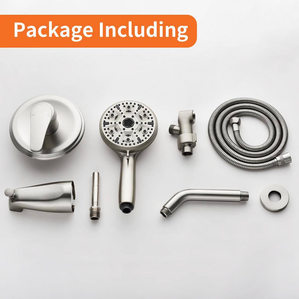 Brushed Nickel Wall Mounted Rain Shower System with Handheld