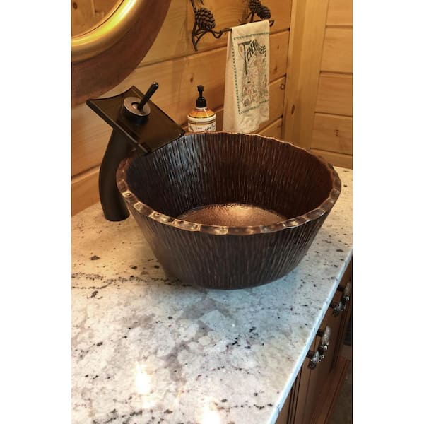 Premier Copper Products Forest Hammered Copper Vessel Sink in Oil Rubbed Bronze