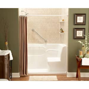 5 ft. Right Drain Seated Shower in White