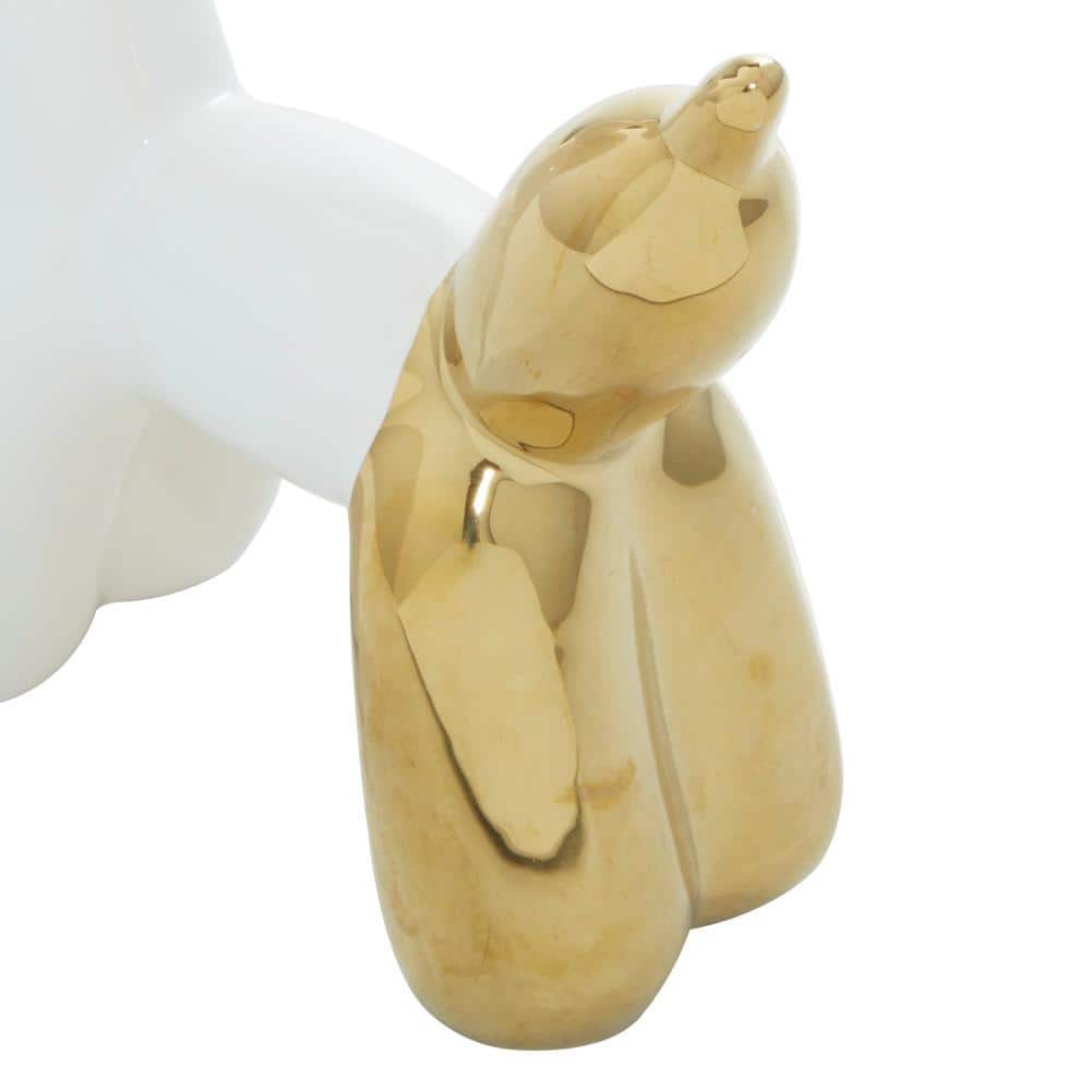 White and Gold Ceramic Balloon Dog Sculpture for Kids