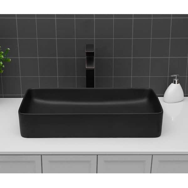 Boyel Living 18 in. x 14 in. Vessel Sink Rectangle Undermount Bathroom Sink White Boyel Living 18 in. x 14 in. Vessel Sink Rectangle Undermount Bathroom Sink White