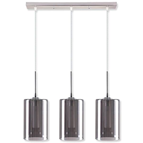 BELDI Bilbao Collection 3-Light Satin Nickel Pendant with Smoked and Chrome Glass
