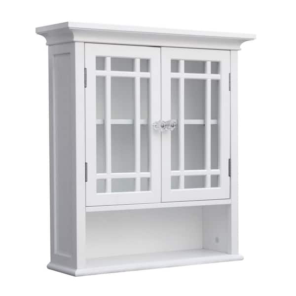 Neal 22 in. W x 24 in. H Bathroom Wall Cabinet with 2 Glass Doors in White