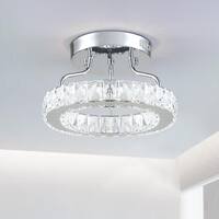 Maxax Jefferson 1 - Light Chrome 12.6" LED Semi Flush Mount Crystal Accents YX-21