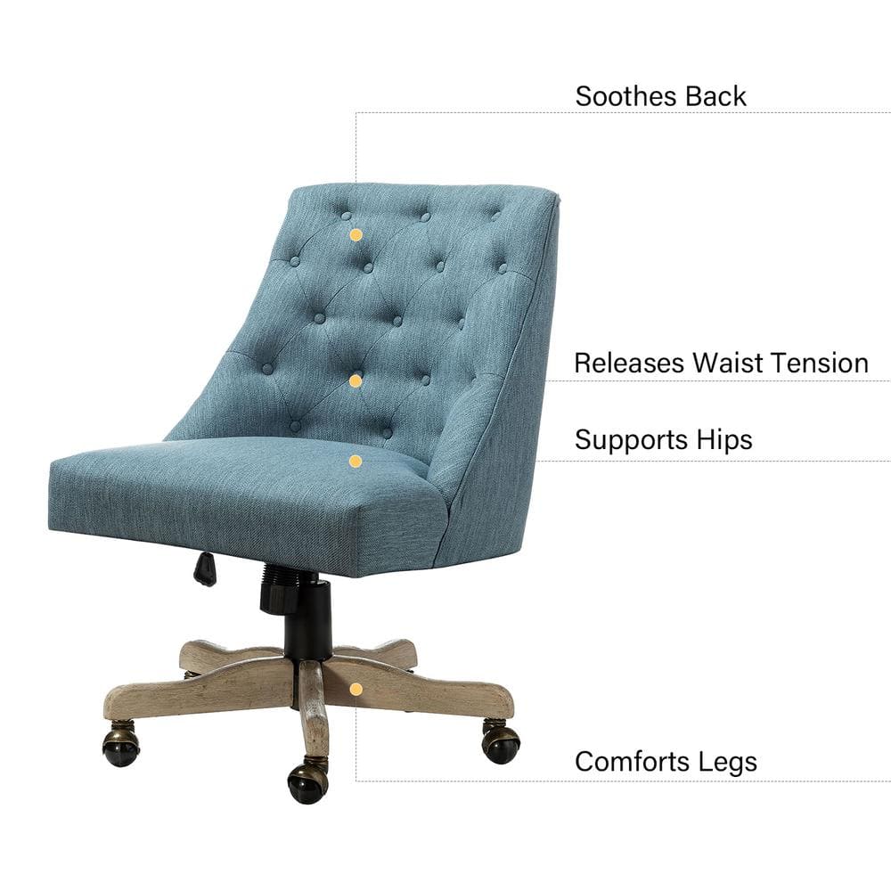 ErgoSwivel Blue Fabric Armless Task Chair with Metal Base