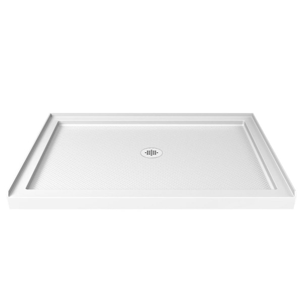 SlimLine 42 in. L x 42 in. W x 2 3/4 in. H Alcove Single Threshold Shower Pan Base with Center Drain in White