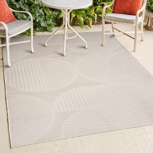 Nordby High-Low Geometric Arch Scandi Striped Ivory/Cream 3 ft. x 5 ft. Indoor/Outdoor Area Rug