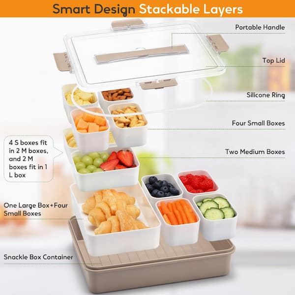 KHKFY Snackle Box 11-in-1 Divided Serving Tray with Stackable
