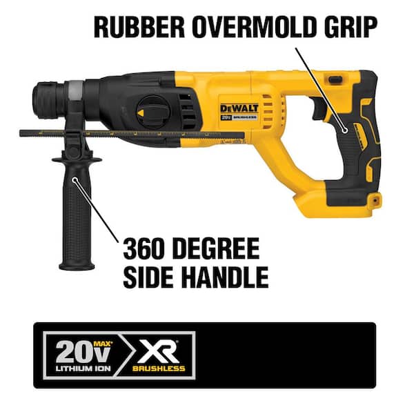 20V MAX Cordless Brushless 1 in. SDS Plus D-Handle Rotary Hammer, (2) 20V XR Lithium-Ion 5.0Ah Batteries, and Charger