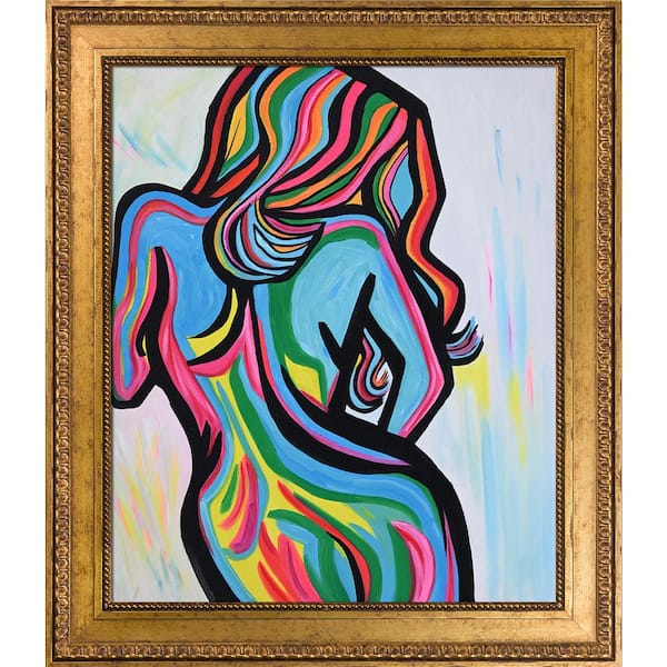 ArtistBe "Blue Angel Reproduction with Versailles Gold King" by Nora Shepley FramedOil Painting 26 in. x 30 in.