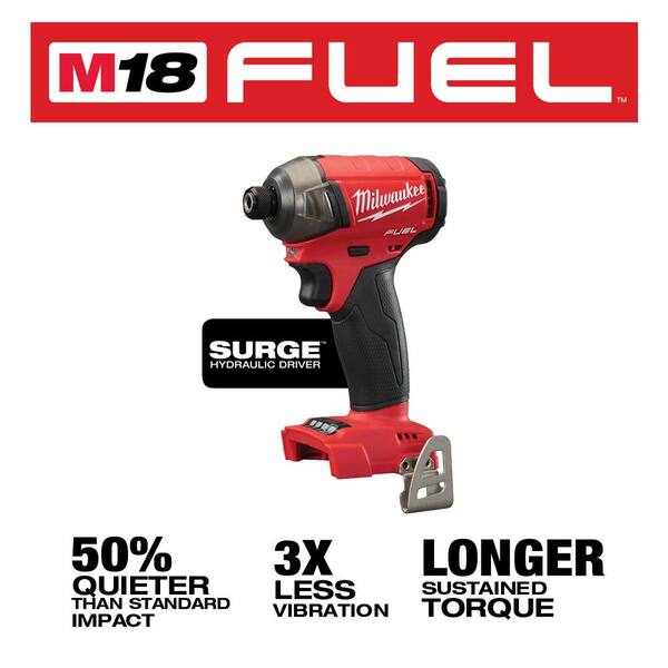 Milwaukee - M18 FUEL SURGE 18-Volt Lithium-Ion Brushless Cordless 1/4 in. Impact Driver Kit with Two 4.0 Ah Batteries, Charger & Bag