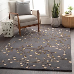 Aloysia Charcoal 6 ft. x 6 ft. Round Indoor Area Rug