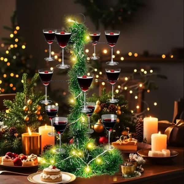 Black Freestanding Wine Glass Rack Cocktail Tree Stand 3 Tier 12 Holders for Bridal Shower Birthday Party